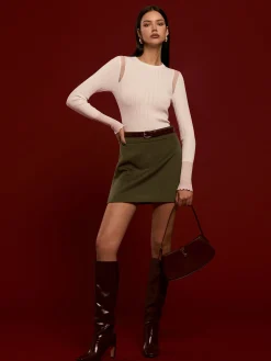COMMENSE Skirts|Matching Sets^High-Waist A-Line Skirt Without Belt Green