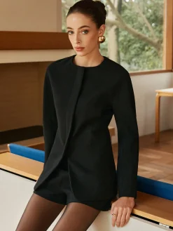 COMMENSE Shorts|Matching Sets^High-Waist Zipper Shorts Black