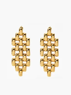 COMMENSE Earrings|Accessories^Hollow Beaded Chain Pendant Earrings Gold