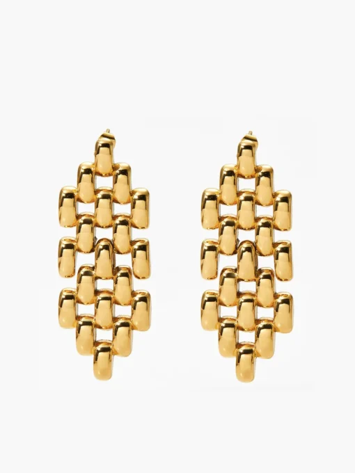 COMMENSE Earrings|Accessories^Hollow Beaded Chain Pendant Earrings Gold