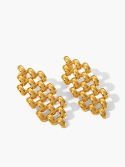 COMMENSE Earrings|Accessories^Hollow Beaded Chain Pendant Earrings Gold