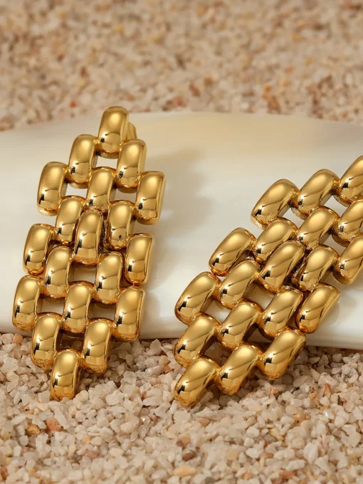 COMMENSE Earrings|Accessories^Hollow Beaded Chain Pendant Earrings Gold
