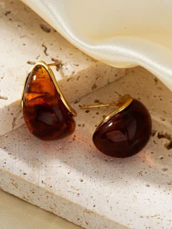 COMMENSE Earrings|Accessories^Honey Drop Stud Earrings Brown