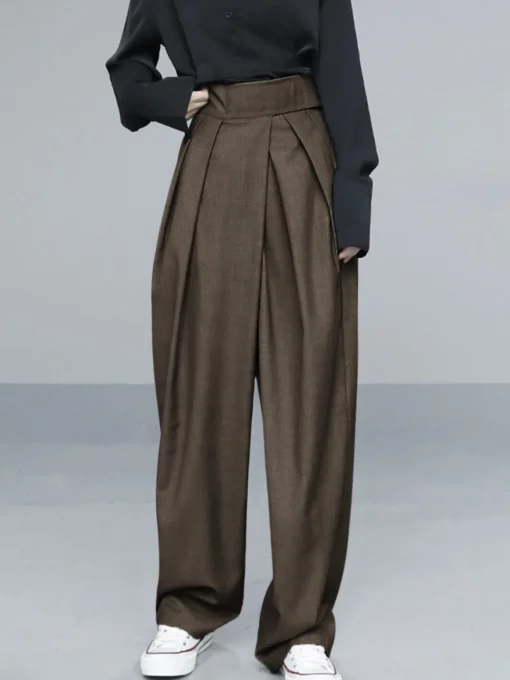 COMMENSE Wide Leg|Pants^Hook-and-Loop Fastener Wide Leg Velcro Pants Black