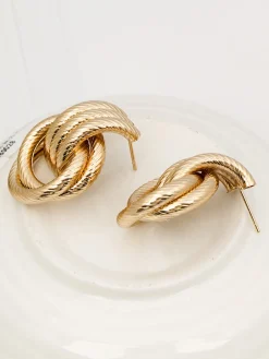 COMMENSE Earrings|Accessories^Hoop Cross Earrings Gold