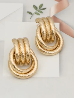 COMMENSE Earrings|Accessories^Hoop Cross Earrings Gold