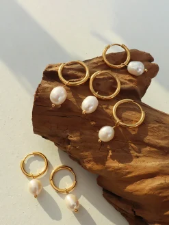 COMMENSE Earrings|Accessories^Hoop-Ring Pearl Drop Earrings Gold