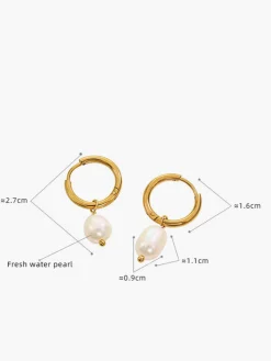 COMMENSE Earrings|Accessories^Hoop-Ring Pearl Drop Earrings Gold