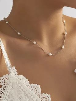 COMMENSE Necklaces|Accessories^Imitation Pearl Tassel Necklace Silver