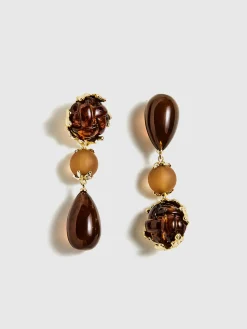 COMMENSE Earrings|Accessories^Irregular Geometric Drop Earrings Brown