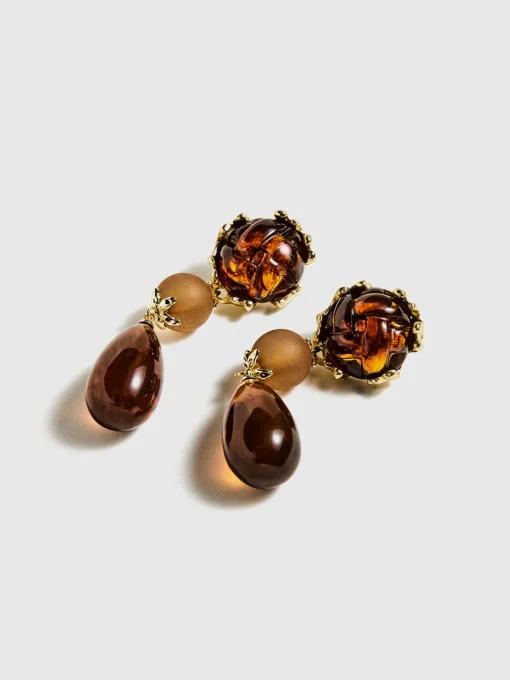 COMMENSE Earrings|Accessories^Irregular Geometric Drop Earrings Brown