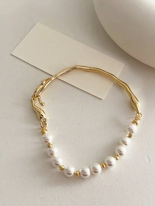 COMMENSE Rings & Bracelets|Accessories^Irregular Metal Pearl Bracelet Gold