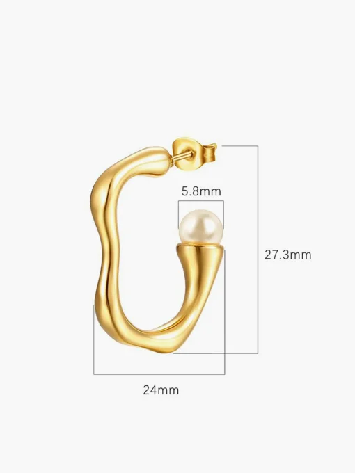 COMMENSE Earrings|Accessories^Irregular Pearl Hoop Earrings Gold