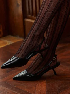 COMMENSE Accessories^Kitten Slingback Pumps Black