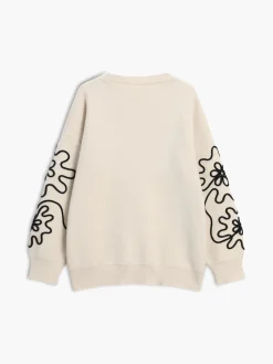 COMMENSE Sweater Tops|Sweaters & Cardigans^Knit Floral Oversized Sweater White