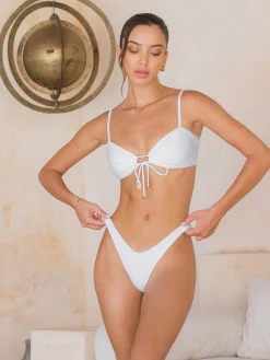 COMMENSE Swimwear|Tops^Knotted Adjustable Strap Bikini Set White