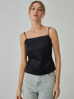 COMMENSE Tank Tops & Camis|Tops^Knotted Backless Tank Top Black