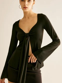 COMMENSE T-shirts|Tops^Knotted Sexy T-Shirt Black