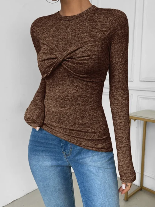 COMMENSE T-shirts|Tops^Knotted Skinny Jersey Top LightGrey