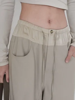 COMMENSE Wide Leg|Pants^Knotted Wide Leg Pants LightBrown