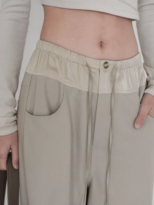 COMMENSE Wide Leg|Pants^Knotted Wide Leg Pants LightBrown