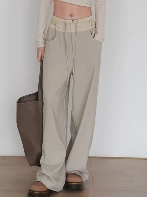 COMMENSE Wide Leg|Pants^Knotted Wide Leg Pants LightBrown