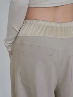 COMMENSE Wide Leg|Pants^Knotted Wide Leg Pants LightBrown