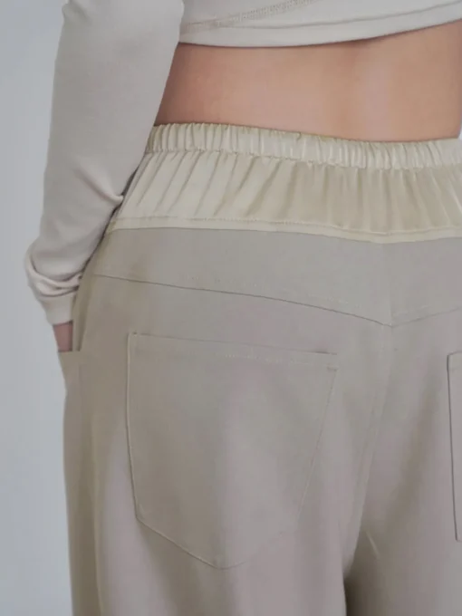COMMENSE Wide Leg|Pants^Knotted Wide Leg Pants LightBrown