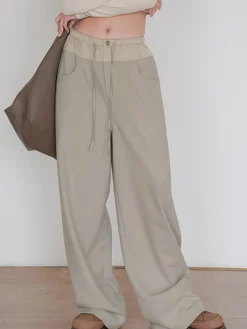 COMMENSE Wide Leg|Pants^Knotted Wide Leg Pants LightBrown