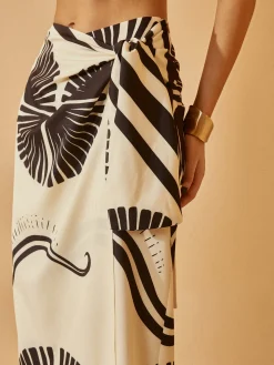 COMMENSE Skirts|Bottoms^Knotted Wrap Floral Skirt BlackandWhite