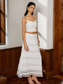 COMMENSE Tank Tops & Camis|Tops^Lace Bow Tank Top White