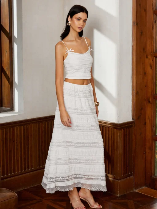 COMMENSE Tank Tops & Camis|Tops^Lace Bow Tank Top White