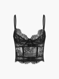 COMMENSE Crop Tops|Tops^Lace Crop Cami Top Black