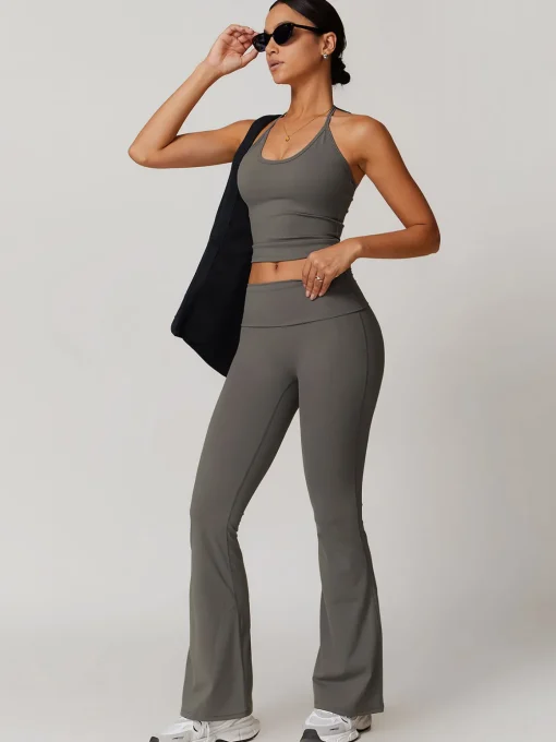 COMMENSE Activewear^Lace Up Active Pants Set Grey
