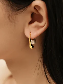 COMMENSE Earrings|Accessories^Lantern Shape Pearl Earrings Golden