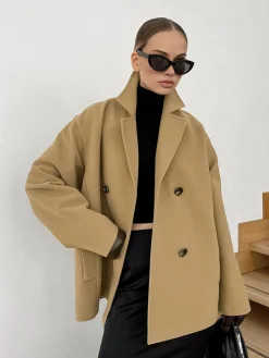 COMMENSE Outerwear|Jackets^Lapel Warm Jacket Khaki