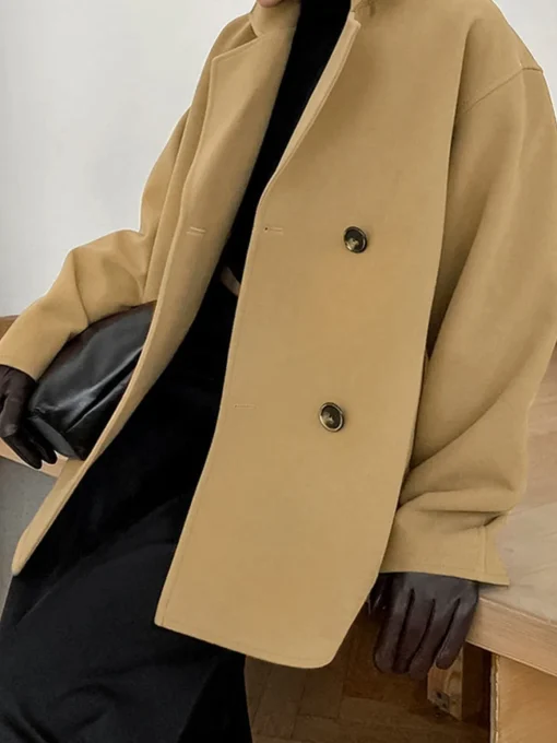 COMMENSE Outerwear|Jackets^Lapel Warm Jacket Khaki