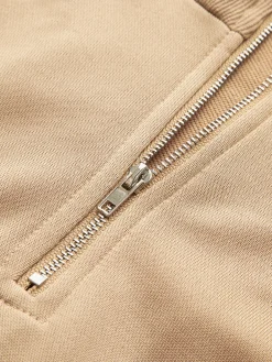 COMMENSE Sweatshirts & Hoodies|Tops^Lapel Zipper Pullover Sweatshirt Khaki
