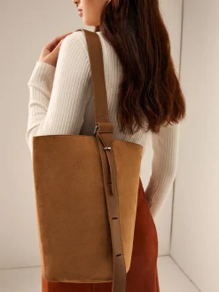 COMMENSE Bags|Accessories^Large Capacity Buckle Bucket Bag Brown