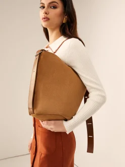 COMMENSE Bags|Accessories^Large Capacity Buckle Bucket Bag Brown