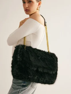 COMMENSE Bags|Accessories^Large Capacity Fuzzy Flap Bag Black