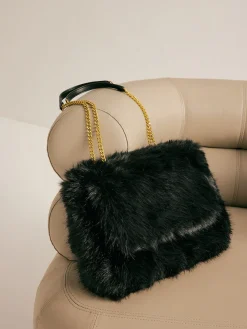 COMMENSE Bags|Accessories^Large Capacity Fuzzy Flap Bag Black