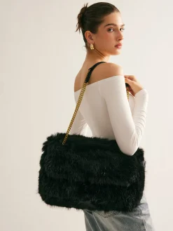 COMMENSE Bags|Accessories^Large Capacity Fuzzy Flap Bag Black