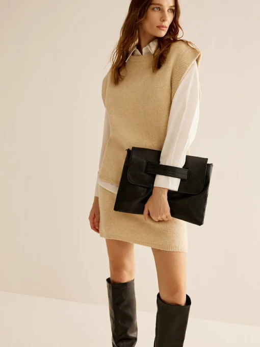COMMENSE Bags|Accessories^Large Capacity Soft Flap Clutch Bag Black