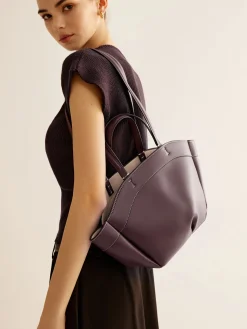 COMMENSE Bags|Accessories^Large Capacity Top Handle Basket Bag Burgundy