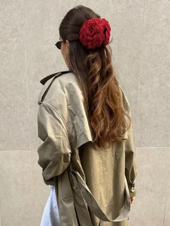 COMMENSE Hair Claws & Hats|Accessories^Large Rose Flower Hair Claw Red