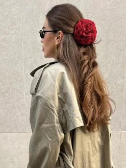 COMMENSE Hair Claws & Hats|Accessories^Large Rose Flower Hair Claw Red