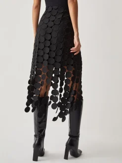 COMMENSE Skirts|Bottoms^Laser Cut Multi Circle Double Layered Skirt Black