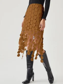 COMMENSE Skirts|Bottoms^Laser Cut Multi Circle Double Layered Skirt Black