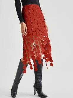 COMMENSE Skirts|Bottoms^Laser Cut Multi Circle Double Layered Skirt Black